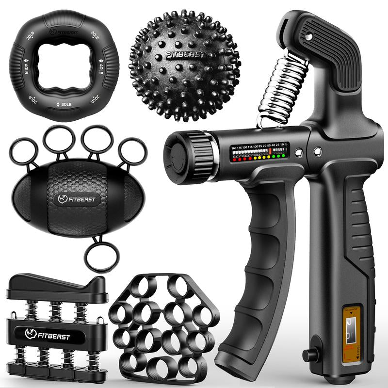 Fitbeast Grip Strength Trainer Kit, Pro Hand and Forearm Strengthener Kit with Adjustable Resistance and Multi-Function Massage Balls for Hand Therapy, Grip Training, and Recovery #Outdoorfun