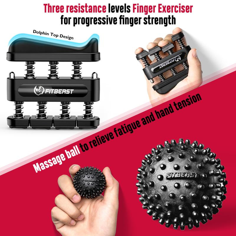 Fitbeast Grip Strength Trainer Kit, Pro Hand and Forearm Strengthener Kit with Adjustable Resistance and Multi-Function Massage Balls for Hand Therapy, Grip Training, and Recovery #Outdoorfun