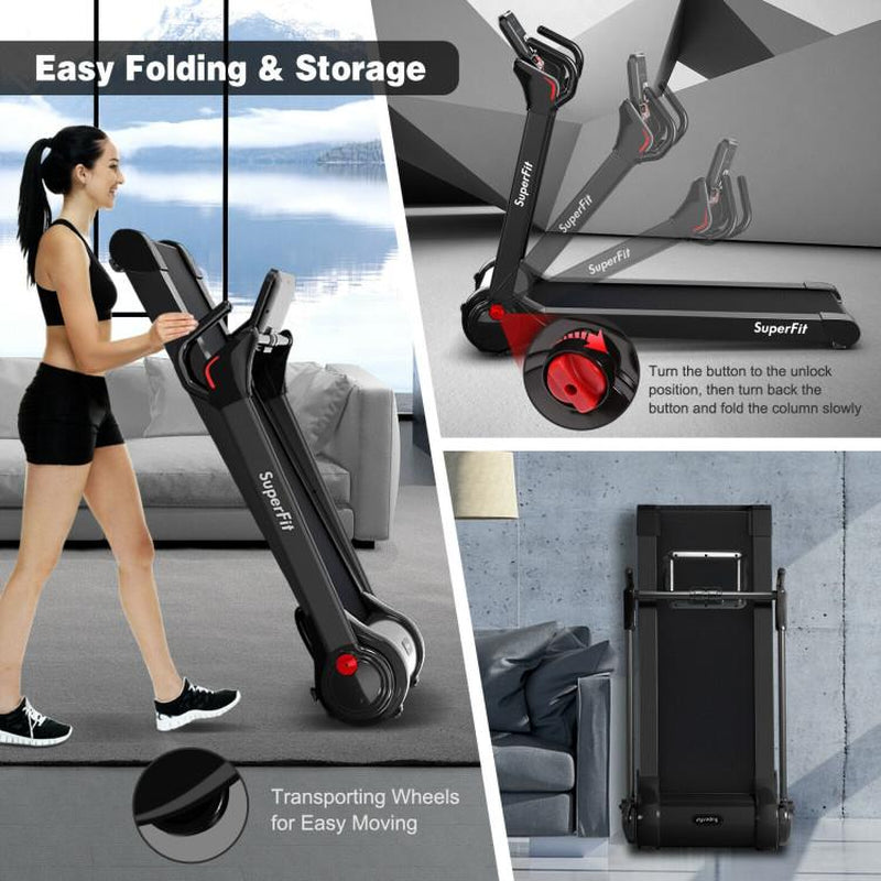 [Costway]- Folding Treadmill, 2.25HP Electric Motorized Running Walking Machine with LED Touch Screen, Portable Cardio Workout Treadmill for Home Gym Office-Mother'S Day Gift
