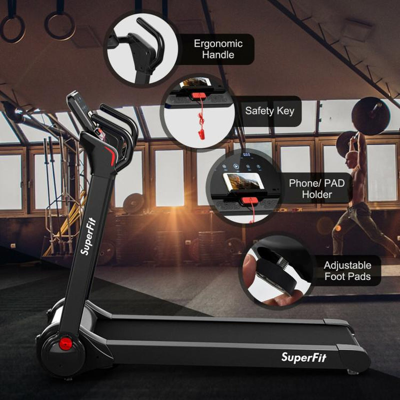 [Costway]- Folding Treadmill, 2.25HP Electric Motorized Running Walking Machine with LED Touch Screen, Portable Cardio Workout Treadmill for Home Gym Office-Mother'S Day Gift