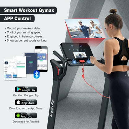 [Costway]- Folding Treadmill, 2.25HP Electric Motorized Running Walking Machine with LED Touch Screen, Portable Cardio Workout Treadmill for Home Gym Office-Mother'S Day Gift